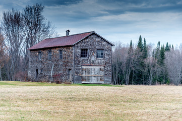 Obraz premium abandoned rusty building with trees