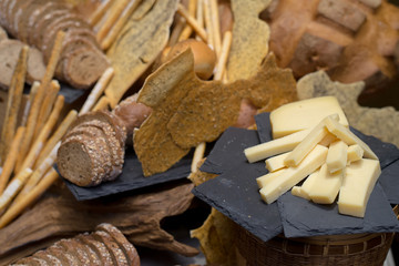 sliced of cheese with various of bread