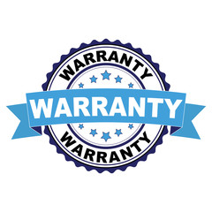 Blue black rubber stamp with Warranty concept