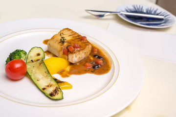 Plate of cod fish fillet steak