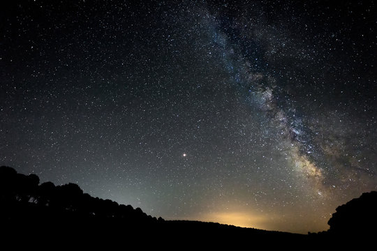 Milky Way over the forests of Granadilla. Extremadura. Spain.