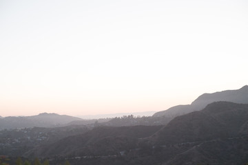 Sunset over the hills around Los Angeles