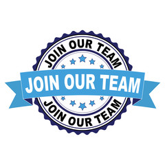 Blue black rubber stamp with Join our team concept