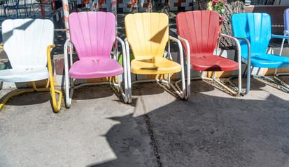 Colourful empty chairs