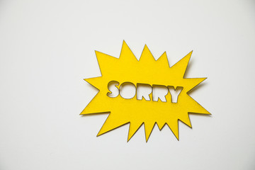 Speech bubble sticker with sorry.