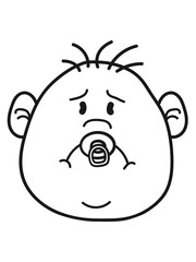 gesicht kopf baby sitzend windel schnuller klein kind kopf traurig weinen heulen tränen unglücklich depressiv clipart comic cartoon