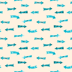 Hand drawn mosaic arrows, seamless pfttern, doodle style