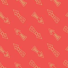 Hand drawn mosaic arrows, seamless pfttern, doodle style