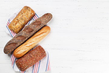 Various crusty bread and buns