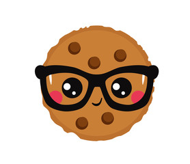 Lovely hipster cookie with glasses. Vector illustration isolated on white background.