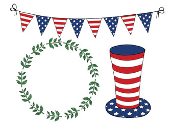 Party elements in patriotic colors of USA flag