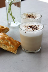 Puffs with cottage cheese served with coffee