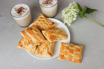Puffs with cottage cheese served with coffee