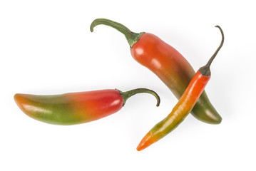 Serrano Peppers Close up of Mexican hot peppers Colorful Serrano chilies Red and green colors found in hot peppers while ripening 