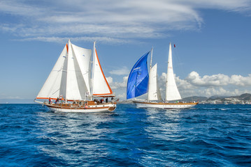 Fototapeta premium Bodrum, Turkey, 20 October 2010: Bodrum Cup, Gulet Wooden Sailboats