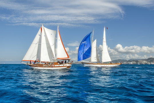 Bodrum, Turkey, 20 October 2010: Bodrum Cup, Gulet Wooden Sailboats
