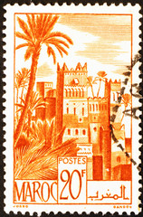 Traditional moroccan architecture, stamp of early 20th century