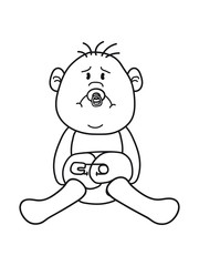 baby sitzend windel schnuller klein kind gesicht kopf traurig weinen heulen tränen unglücklich depressiv clipart comic cartoon