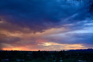 Sunset over Tucson Marana Monsoon Season Arizona