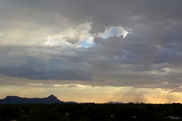 Fototapeta na wymiar Sunset over Tucson Mountains Monsoon Season Arizona