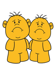2 freunde team paar brüder großer kopf kleiner mann junge gesicht traurig weinen heulen tränen unglücklich depressiv clipart comic cartoon