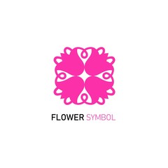 Vector floral icon and logo design template in flat style - abstract monogram and emblem for fashion, beauty and jewelry industry.