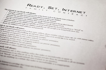 Parental Permission Form Contract Concept. Ready, set, internet. Family contract. Family Online...