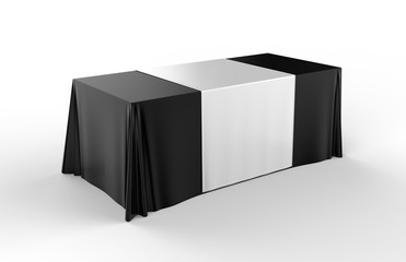 Trade show exhibition advertising runner table adjustable cloth  Banner or Table cover. 3d render illustration.