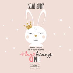 Birthday invitation with bunny