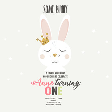 Birthday invitation with bunny