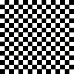 Fototapeta premium Checkered geometric seamless pattern with small jagged square shapes. Abstract monochrome black and white texture. Checker chess background, repeat tiles. Design for prints, decor. - Stock vector