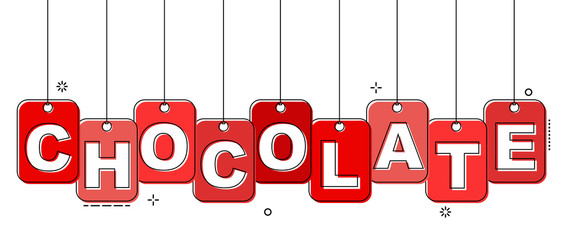 red flat line tag chocolate