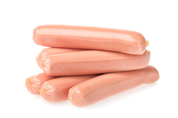 Group of sausages isolated on white background