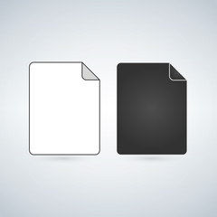 Black and white File Icon, vector illustration isolated on white background.