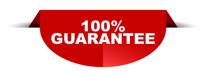 red vector round banner 100% guarantee