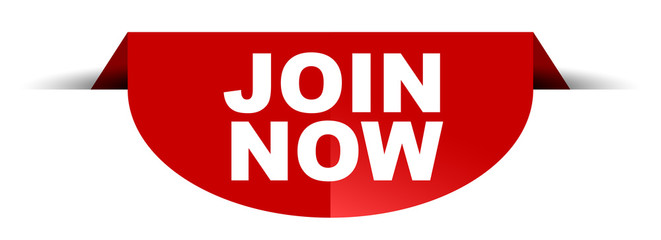 red vector round banner join now