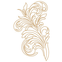 Golden vintage baroque ornament, corner. Retro pattern antique style acanthus. Decorative design element filigree calligraphy vector. - stock vector