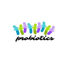 Probiotics logo. Concept of healthy nutrition ingredient for therapeutic purposes. simple flat style trend modern logotype graphic design isolated on white background
