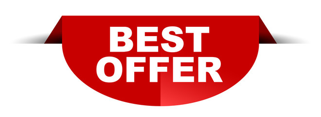 red vector round banner best offer