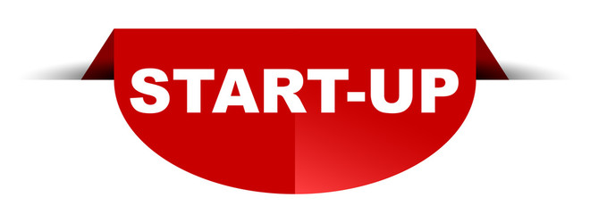 red vector round banner startup