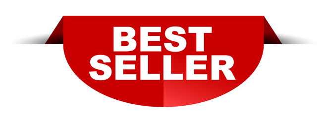 red vector round banner best seller