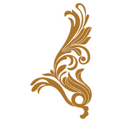Golden vintage baroque ornament, corner. Retro pattern antique style acanthus. Decorative design element filigree calligraphy vector. - stock vector