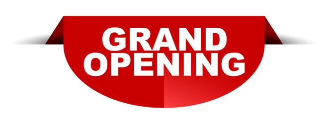 red vector round banner grand opening