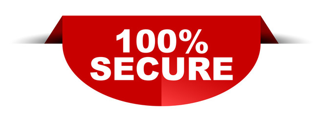 red vector round banner 100% secure