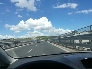 Travel by car on the highway