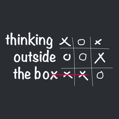 Think outside the box concept with tic tac toe game. vector illustration isolated on white background.