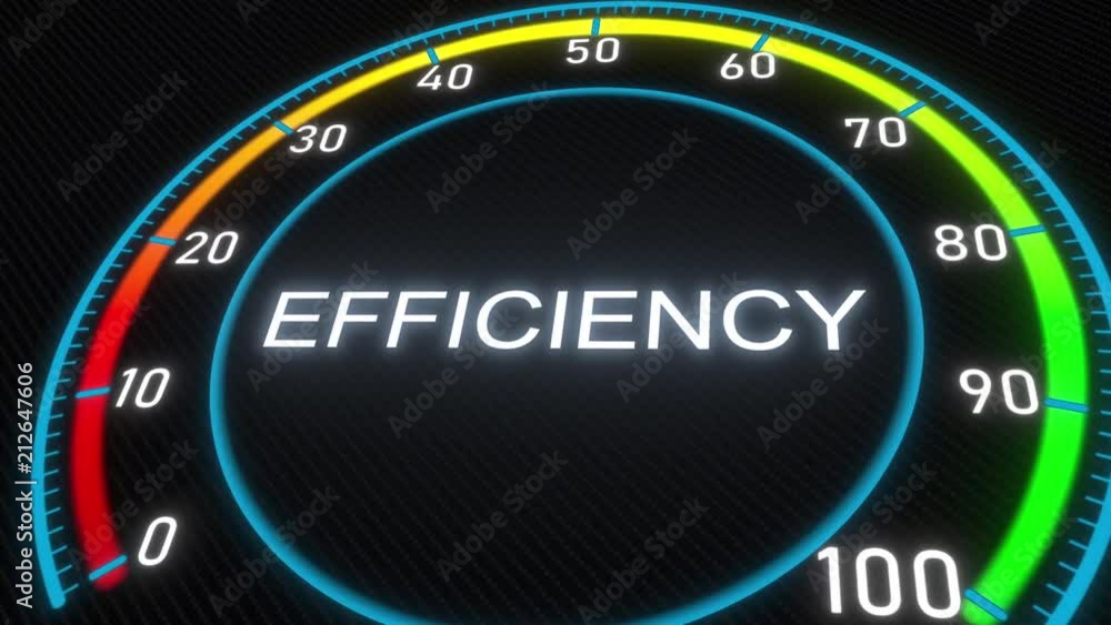Poster efficiency futuristic meter or indicator. conceptual 3d animation
