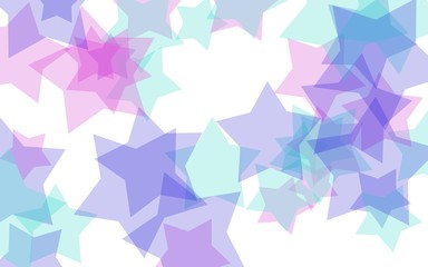 Multicolored translucent stars on a white background. Green tones. 3D illustration