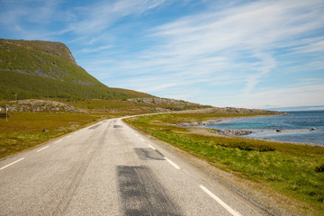 Beautiful road along the fjord in the northern part of Norway