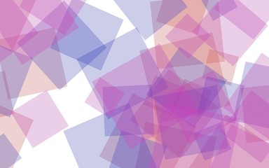 Multicolored translucent squares on white background. Red tones. 3D illustration